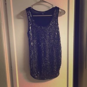 Forever 21 Black Sequinn Sleeveless Shirt Top SP